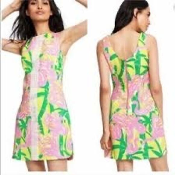 NWT: LILLY PULITZER Target Flamingo Floral Pineapple Yellow Dress Size 10 (G310) - Picture 6 of 12